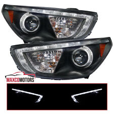 Black Projector Headlights Fits 2010-2013 Hyundai Tucson LED Strip Headlamps L+R picture