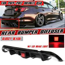Black Rear Bumper Diffuser Spoiler Lip For 2014-2017 Infiniti Q50 W/ LED Light picture