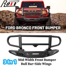3 In 1 Front Bumper Assembly w/2xSide Wings+Upper Bend For 2021-2023 Ford Bronco picture