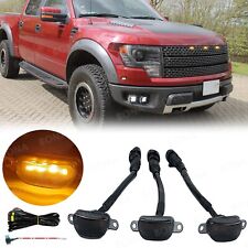 3pcs LED Front Grille Lights For 2004-2019 Ford F-150, F250, F350 Raptor Smoked picture
