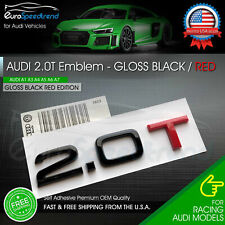 2.0T Emblem Gloss Black & Red 3D Badge Trunk Audi Nameplate OEM Compact S Line picture