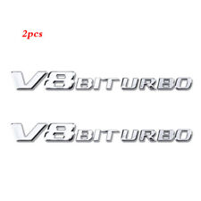 2PCS V8 Biturbo For MB AMG C E G S Class 3D ABS Chrome Badge Emblem Sticker picture