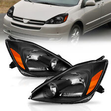Pair Headlights Front Lamps Black Housing For 2004-2005 Toyota Sienna CE LE XLE picture
