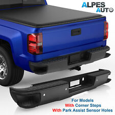 Black Rear Bumper For 14-18 Chevy Silverado GMC Sierra 1500 w/Sensor Corner Step picture