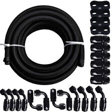 6AN 8AN 10AN 10FT/20FT CPE Braided Nylon Fuel Line Kit Fuel Hose End Fittings picture