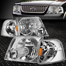 FOR 02-05 FORD EXPLORER CHROME HOUSING AMBER CORNER HEADLIGHT REPLACEMENT LAMPS picture