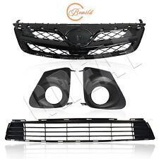 For 11-13 Toyota Corolla Front Upper & Lower Grille + Foglight Covers (Black) picture