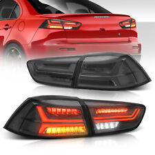 2x Smoked LED Tail Lights Rear Lamps For 08-17 Mitsubishi Lancer EVO LH+RH Side picture