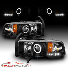 For 1994-2001 Dodge RAM 1500 2500 3500 LED Halo Projector Headlights Black picture
