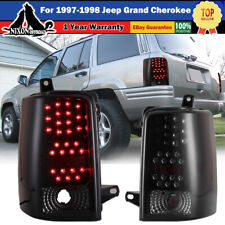 Tail Lights LED For 97-98 Jeep Grand Cherokee Pair Black Smoke Lens Rear Lamps picture