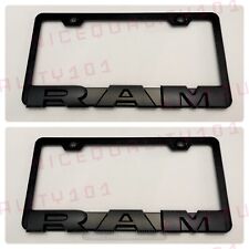 2X 3D RAM Letter Stainless Steel Black Finished License Plate Frame Holder picture