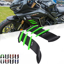 2x Green Motorcycle Side Winglet Air Deflector Wind Fin Spoiler Trim For Kawasak picture