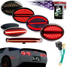 97-04 C5 Corvette Tail Lights LED Halo, 3rd Brake Light, LED Side Markers SMOKED picture