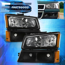 For 03-06 Chevy Silverado 1500 2500 Black Headlights + Amber Signal Bumper Lamps picture