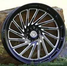 4x 22x12 Artem Offroad A205 Curvus Wheels Gloss Black Milled 6x5.5 Chevy GMC picture