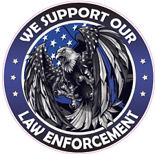 We Support our Thin Blue Line Law Enforcement American Flag Eagle Decal picture