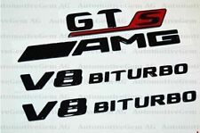 GTS AMG V8 BITURBO Emblem glossy Black Badge Combo Set for Mercedes Benz picture