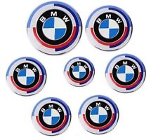 7PC For BMW 50th Anniversary Steering Wheel Hood Truck Emblem Centre Caps Badges picture