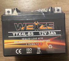WEIZE YTX4L-BS SLA Battery Replaces ATV Quad Motorcycle Scooter Moped 50 CCA picture