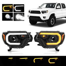 Black LED Projector Headlights W/Switchback Fit For 2012-2015 Toyota Tacoma  picture