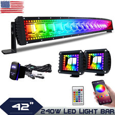 42inch 240W RGB LED Light Bar Work Fog Driving + Wiring Kit For Boat 4WD ATV picture