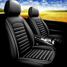 White Line Faux Leather Car Luxury Seat Covers Front + Rear Full Set Fit For Kia picture