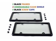 2 Unbreakable Clear License Plate Tag Shield Covers + 2 Black Frames + 8 Caps picture