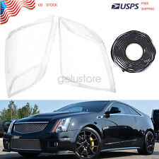 Pair Headlight Lens Cover + Glue For Cadillac CTS 2008 2009 2010 2011 2012 2013 picture