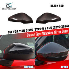 2pcs Red Black Carbon Fiber Mirror Caps Covers Fit For 11th Civic Type R FL5  picture