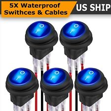 5X Blue LED Light 12V Toggle Switch SPST On/Off Car Boat Marine RV Waterproof picture