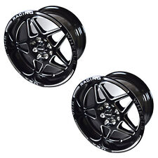 VMS Racing Delta 15X8 Black Polished Drag Rims Wheels 5X100 5X114 +20 5.3