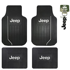 New Jeep Elite Series Logo Front Rear Back All Weather Rubber Floor Mats Black picture