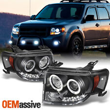 Fits 08-12 Escape Black Dual Halo DRL Daylight LED Strip Projector Headlights picture