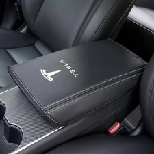 Car Armrest Cover Tesla Model 3 Y PU Leather Center Console Protector Pad Black picture