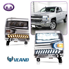 Full LED Reflector Car Headlights Halo Lamps For 2016-2018 Chevy Silverado 1500 picture