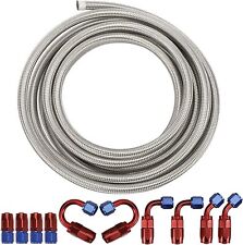 8AN 20FT Stainless Steel Nylon Braided Oil Fuel Line Hose w/ Swivel Fitting Kits picture