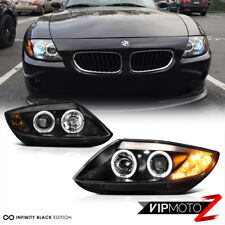 For 03-08 BMW Z4 M-Power Black Dual LED Angel Eye Halo Projector Headlight Lamp picture