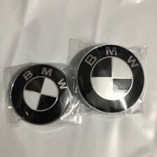 For BMW Badge Emblem Black&White Front Hood & Rear Trunk (82mm & 74mm) 2PCS picture