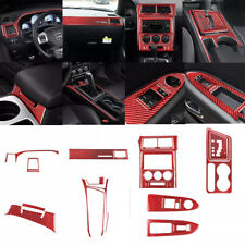 24Pcs For Dodge Challenger 2008-14 Red Carbon Fiber Interior Full Set Cover Trim picture