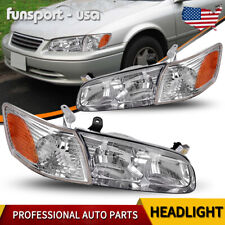 Headlights Assembly for 2000 2001 Toyota Camry Chrome Amber Corner Headlamps Set picture