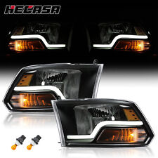 Black LED Bar Plank style Headlights pair For 2009-2018 Dodge Ram 1500 2500 3500 picture