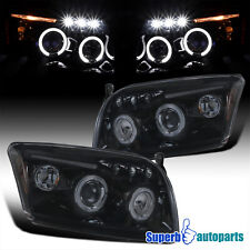 Fits 2007-2012 Dodge Caliber Glossy Black LED Halo Projector Headlight Smoke picture
