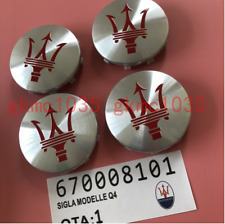 4x 60mm New Maserati Ghibli Centre Wheel Centre Cap Set Badge Chrome Silver Red picture