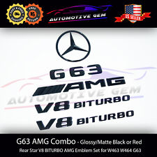 G63 AMG V8 BITURBO Rear Star Emblem Black Badge Combo Set for Mercedes W463 W464 picture
