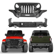 Fit 20-24 JT Jeep Gladiator Front Rear Bumper w/Winch Plate Black White USA Flag picture