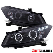 LED Halo Fit 2008-2012 Honda Accord Coupe Black Smoke Projector Headlights Lamps picture