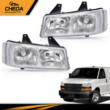 Fit For 2003-2019 Chevy Express GMC Savana Van Pair Clear Lens Chrome Headlights picture