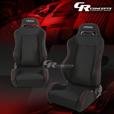 PAIR NRG TYPE-R RED STITCHES FULLY RECLINABLE RACING SEATS+ADJUSTABLE SLIDER picture