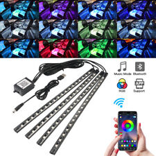 4x RGB 72 LED USB Car Interior Floor Atmosphere Light Strips Bluetooth Phone APP picture