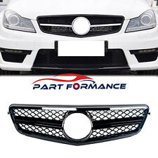 AMG Style Front Bumper Grille Gloss Black For 2007-2014 Benz W204 C300 C180 C350 picture